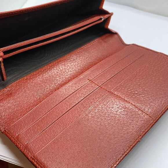 Authentic GUCCI Red Canvas & Leather Long Slim Wallet - Picture 12 of 14